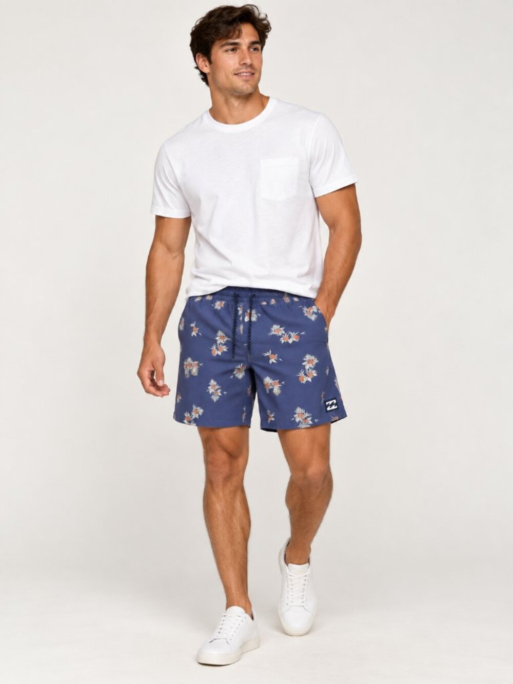 NWT Men’s XXL Layback Floral Swim Trunks Boardshorts Navy Blue Tropica